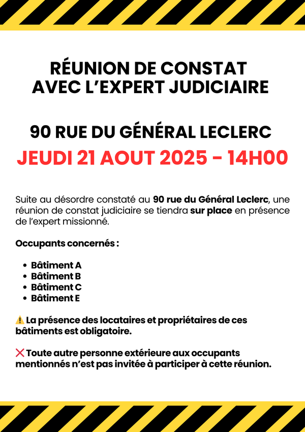 Réunion de constat avec l'expert judiciaire