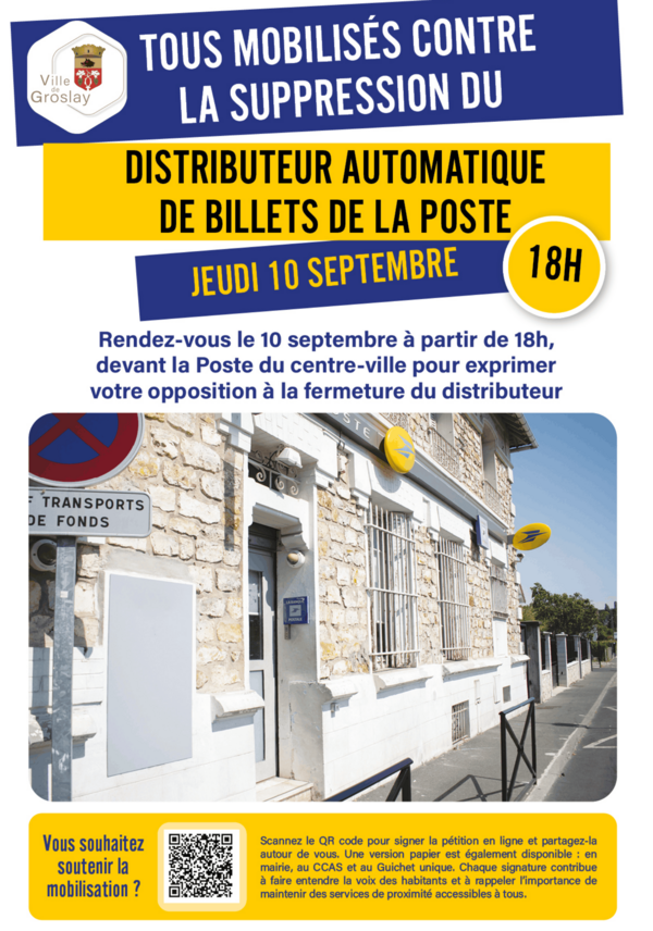 Tous mobilisés pour le maintien du distributeur de La Poste 