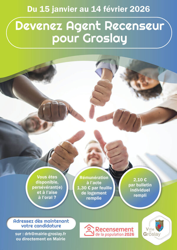 Devenez agent recenseur pour Groslay